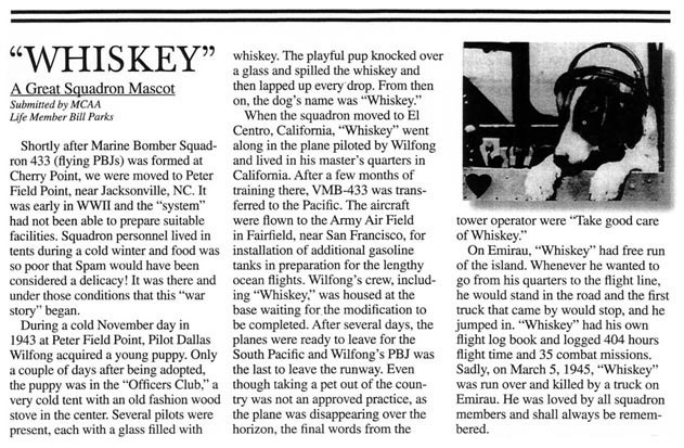 Whiskey: A Great Squadron Mascot